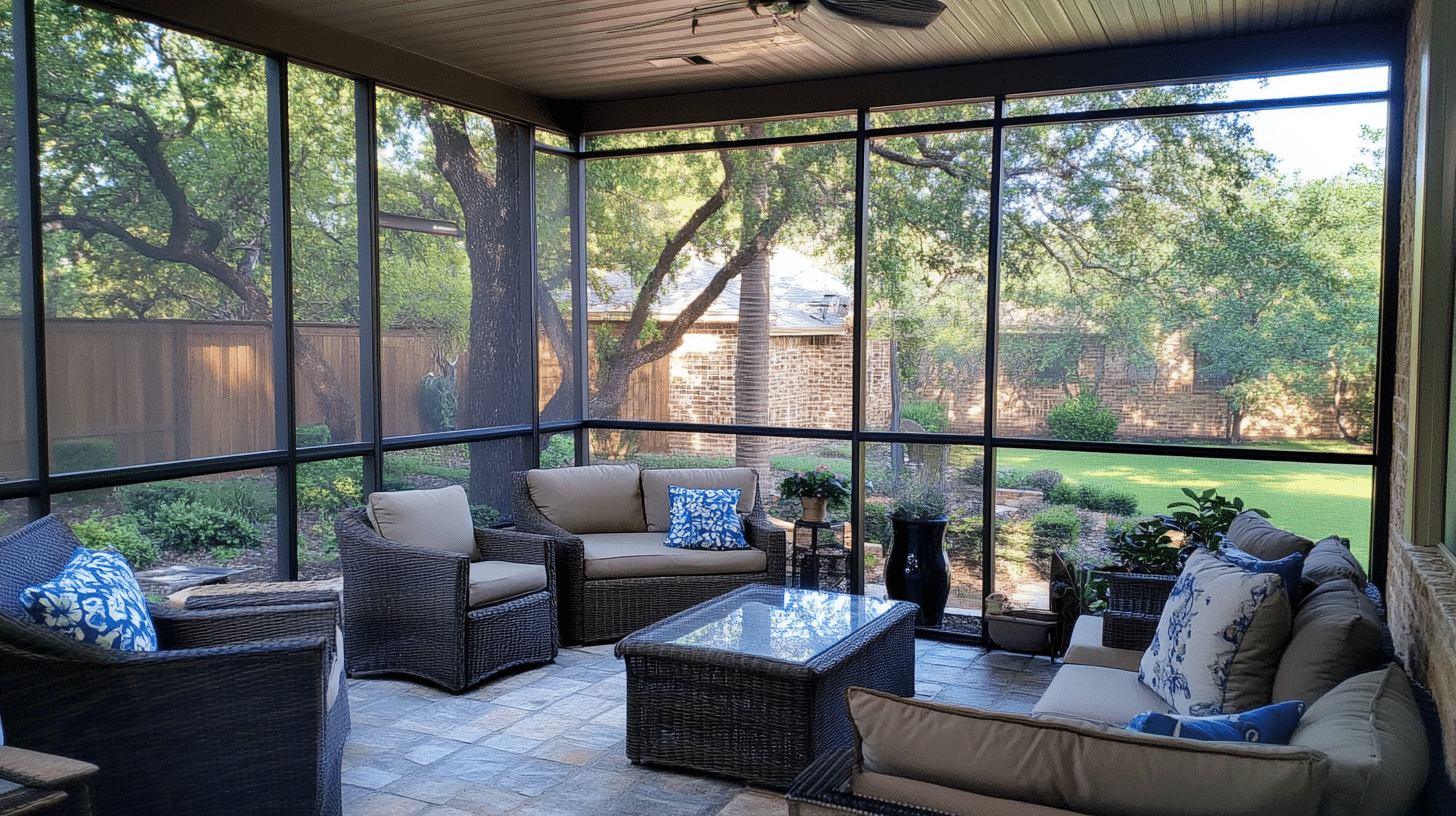 Bug-Free Slip-Free: The Safety Benefits of Motorized Screens and Polyurea Flooring for Your Patio